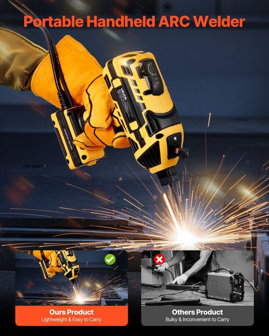 Portable Handheld Welding Machine, 20-140A Portable ARC Welder with 5-Level Current Adjustment & IGBT Inverter, 110V Handheld Stick Welder with Hot Start Function Fit for 1/16"-1/8" Welding Rods